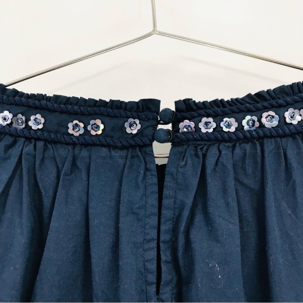 Pankaj & Nidhi Long Sleeve Beaded Sequin Blouse Navy Size Medium - Picture 7 of 8